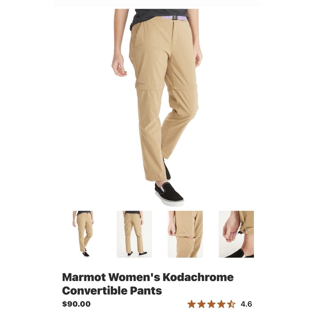 Marmot Kodachrome Convertible Nylon Hiking Pants Shorts In Khaki Women XS/2 NEW